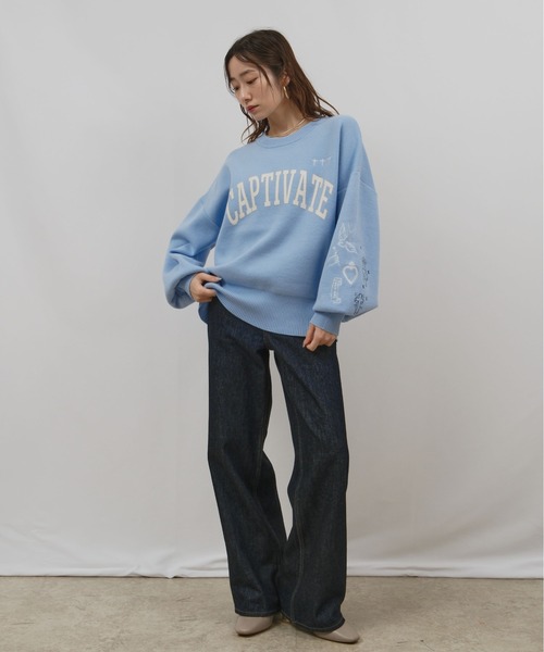 スウェットライクロゴ刺繍ニット Palm Riche│Eimee Law & LHELBIE