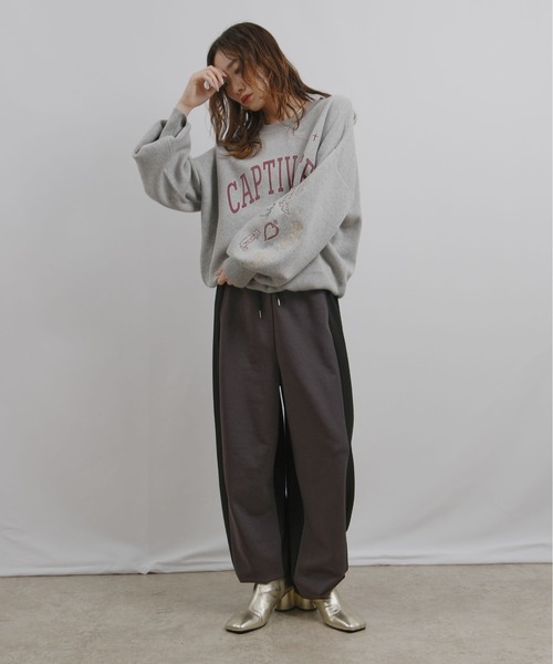 スウェットライクロゴ刺繍ニット Palm Riche│Eimee Law & LHELBIE