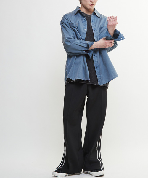 CONVERSE TOKYO（コンバーストウキョウ）の「ACID WASH STAR★ PATCH OVER SHIRT（シャツ/ブラウス・レディース・グレー/ブラック/ライラック/カーキ/インディゴブルー・FREE）」の8枚目の写真