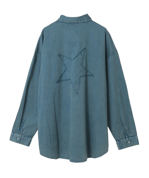 CONVERSE TOKYO（コンバーストウキョウ）の「ACID WASH STAR★ PATCH OVER SHIRT（シャツ/ブラウス・レディース・グレー/ブラック/ライラック/カーキ/インディゴブルー・FREE）」の10枚目の写真