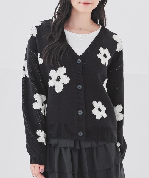 総柄Vネックカーディガン（カーディガン/ボレロ）｜Honeys（ハニーズ