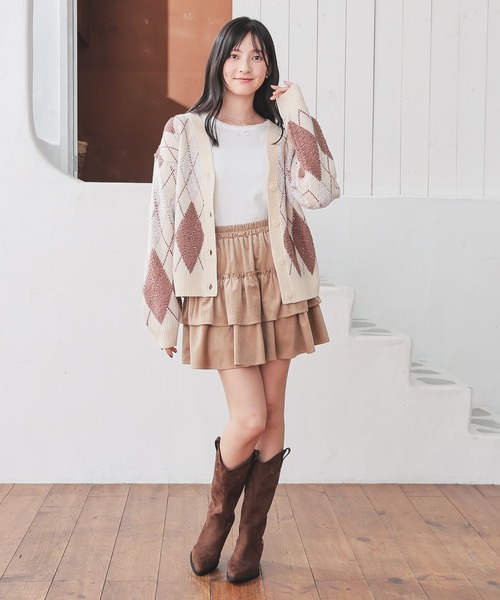 Honeys（ハニーズ）の「総柄Ｖネックカーディガン（カーディガン/ボレロ・レディース・ブラック系その他/レオパード/ベージュ系その他/ピンク系その他/ブルー系その他3・LL/S/M/L）」の8枚目の写真