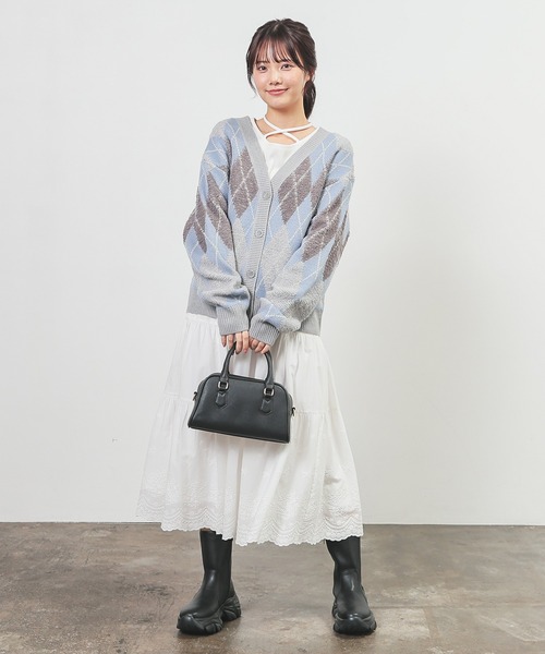 Honeys（ハニーズ）の「総柄Ｖネックカーディガン（カーディガン/ボレロ・レディース・ブラック系その他/レオパード/ベージュ系その他/ピンク系その他/ブルー系その他3・LL/S/M/L）」の14枚目の写真