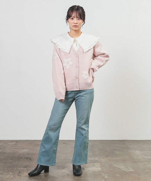 Honeys（ハニーズ）の「総柄Ｖネックカーディガン（カーディガン/ボレロ・レディース・ブラック系その他/レオパード/ベージュ系その他/ピンク系その他/ブルー系その他3・LL/S/M/L）」の17枚目の写真