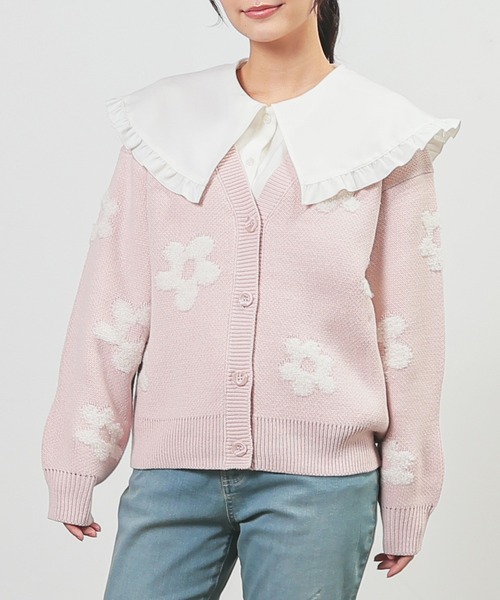 総柄Vネックカーディガン（カーディガン/ボレロ）｜Honeys（ハニーズ