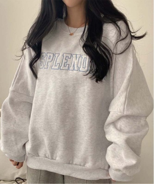 WEGO（ウィゴー）の「WEGO/レター刺繍カジュアルゆったりスウェット（スウェット・レディース・ピンク/ブルー/オフホワイト・MEDIUM/LARGE）」の2枚目の写真