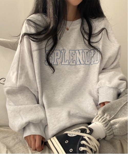 WEGO（ウィゴー）の「WEGO/レター刺繍カジュアルゆったりスウェット（スウェット・レディース・ピンク/ブルー/オフホワイト・MEDIUM/LARGE）」の4枚目の写真