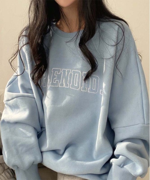 WEGO（ウィゴー）の「WEGO/レター刺繍カジュアルゆったりスウェット（スウェット・レディース・ピンク/ブルー/オフホワイト・MEDIUM/LARGE）」の8枚目の写真