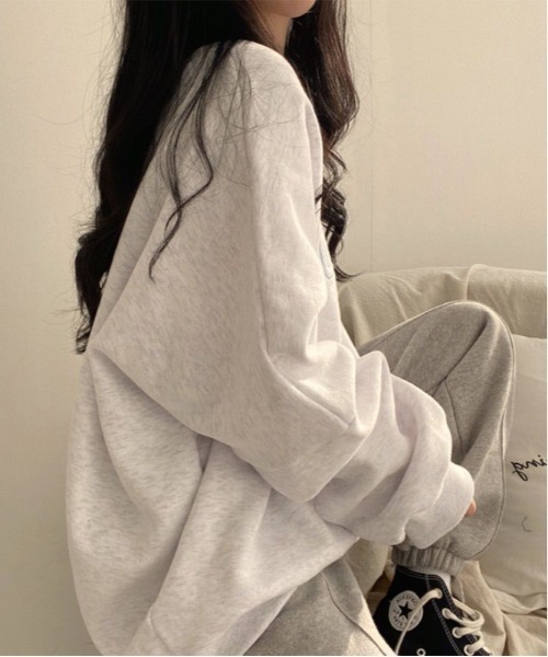 WEGO（ウィゴー）の「WEGO/レター刺繍カジュアルゆったりスウェット（スウェット・レディース・ピンク/ブルー/オフホワイト・MEDIUM/LARGE）」の6枚目の写真