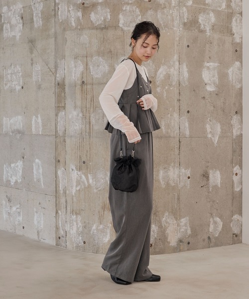 forksy.】【オケージョン対応】花柄ジャガードチュール2way巾着バッグ