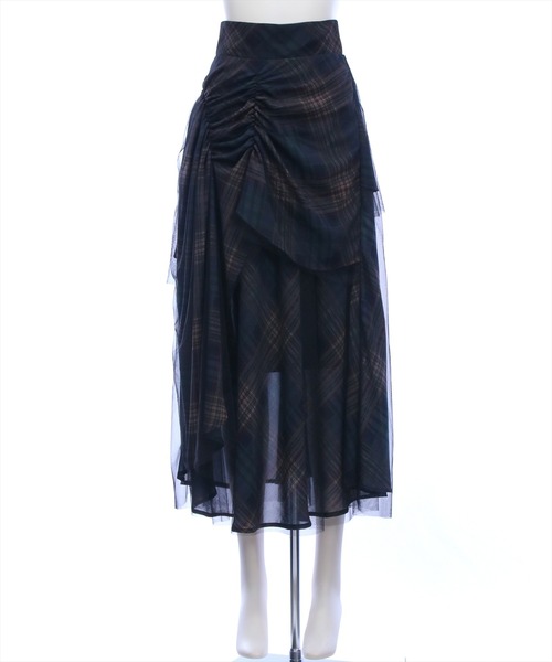 CLEAR BASIC（クリアベーシック）の「【低身長用サイズ有】シャーリング切替アシンメトリーチュールスカート［大人 カジュアル 着回し力抜群］≪AW新作≫（スカート・レディース・ネイビー/ブラウン・F/PF）」の17枚目の写真