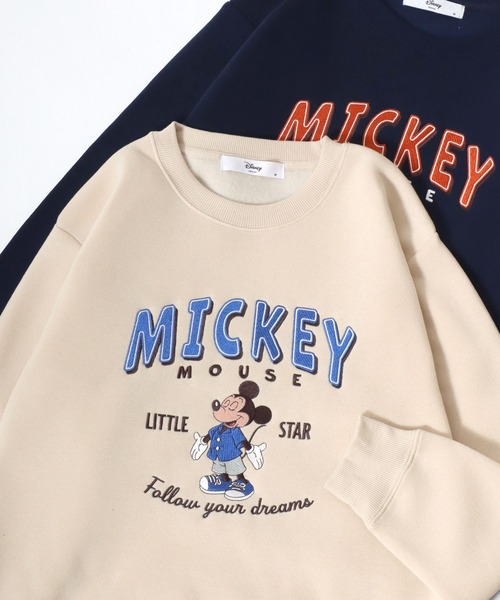 Disney(ディズニー)の「Disney/ディズニー 裏起毛 ミッキー ミニー フロント刺繍 ヴィンテージカスレプリントスウェット トレーナー(スウェット・レディース・ベージュ/ライトピンク/サックスブルー/ブラック/グレー/チャコール/ネイビー/ブラウン/オートミール/レッド/ブラック系その他/ブルー系その他・L/M)」の7枚目の写真