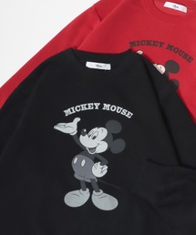 Disney/ディズニー 裏起毛 ミッキー ミニー フロント刺繍 ヴィンテージカスレプリントスウェット トレーナー