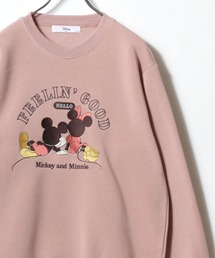 MICKEY MOUSE（ミッキーマウス）の「2025AW Disney/ディズニー 裏起毛 ミッキー ミニーサガラ刺繍 ヴィンテージカスレプリントスウェット トレーナー（スウェット・レディース）」