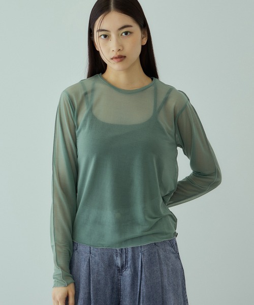 VICKY（ビッキー）の「セカンドスキンシアープルオーバー≪手洗い可能≫（Tシャツ/カットソー・レディース・ブラック/オフホワイト/グリーン・M）」の3枚目の写真