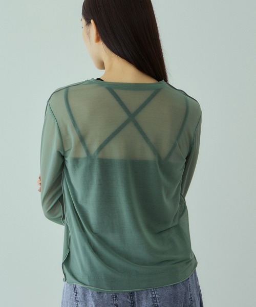 VICKY（ビッキー）の「セカンドスキンシアープルオーバー≪手洗い可能≫（Tシャツ/カットソー・レディース・ブラック/オフホワイト/グリーン・M）」の12枚目の写真