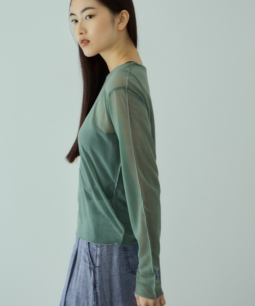 VICKY（ビッキー）の「セカンドスキンシアープルオーバー≪手洗い可能≫（Tシャツ/カットソー・レディース・ブラック/オフホワイト/グリーン・M）」の10枚目の写真