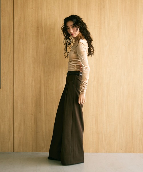 Gathered cuff back open top with cups / カップ付ギャザーカフバック