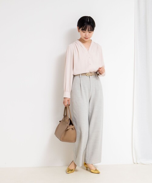 セール】ウォッシャブルジョーゼットVネックブラウス（シャツ/ブラウス