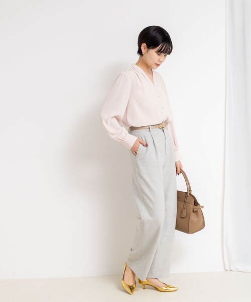 セール】ウォッシャブルジョーゼットVネックブラウス（シャツ/ブラウス