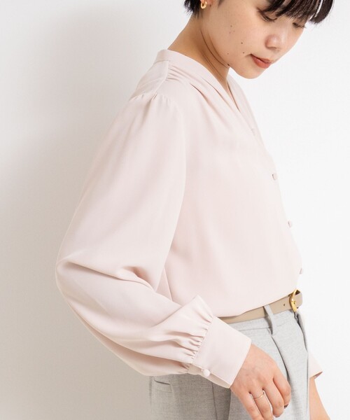 セール】ウォッシャブルジョーゼットVネックブラウス（シャツ/ブラウス