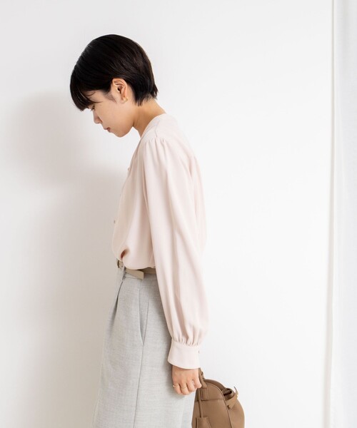 セール】ウォッシャブルジョーゼットVネックブラウス（シャツ/ブラウス