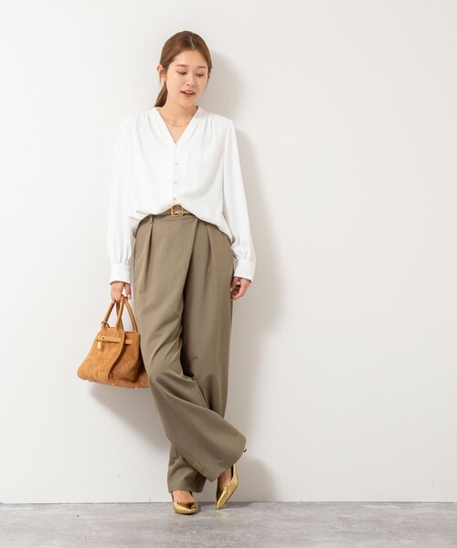 NOLLEY’S Sophi(ノーリーズソフィ)の「ウォッシャブルジョーゼットVネックブラウス(シャツ/ブラウス・レディース・ベビーピンク/オフホワイト/ホワイト系その他2・36/38)」の19枚目の写真
