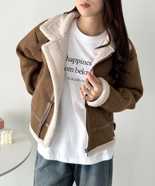 CLEA（クレア）の「ヴィンテージライクムートンジャケット（ブルゾン・レディース・ブラック/アイボリー/ブラウン/キャメル・FREE）」の20枚目の写真