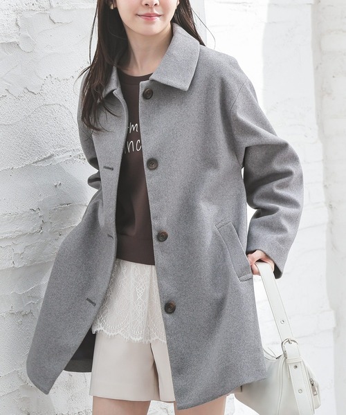 Honeys（ハニーズ）の「ステンカラーコート（ステンカラーコート・レディース・ブラウン系その他/ブラック/アイボリー/ベージュ/杢グレー・S/M/LL/L）」の3枚目の写真