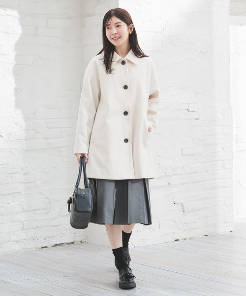 Honeys（ハニーズ）の「ステンカラーコート（ステンカラーコート・レディース・ブラウン系その他/ブラック/アイボリー/ベージュ/杢グレー・S/M/LL/L）」の7枚目の写真