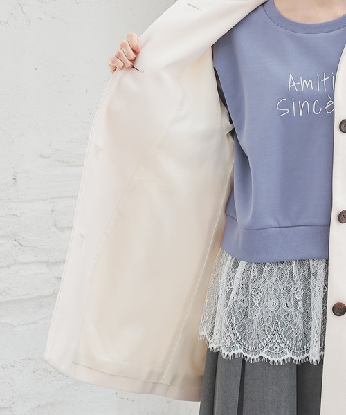 Honeys（ハニーズ）の「ステンカラーコート（ステンカラーコート・レディース・ブラウン系その他/ブラック/アイボリー/ベージュ/杢グレー・S/M/LL/L）」の9枚目の写真