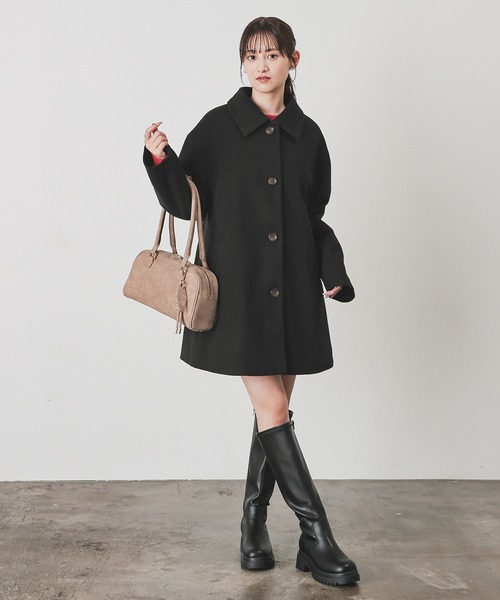 Honeys（ハニーズ）の「ステンカラーコート（ステンカラーコート・レディース・ブラウン系その他/ブラック/アイボリー/ベージュ/杢グレー・S/M/LL/L）」の10枚目の写真