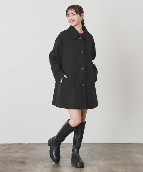 Honeys（ハニーズ）の「ステンカラーコート（ステンカラーコート・レディース・ブラウン系その他/ブラック/アイボリー/ベージュ/杢グレー・S/M/LL/L）」の11枚目の写真