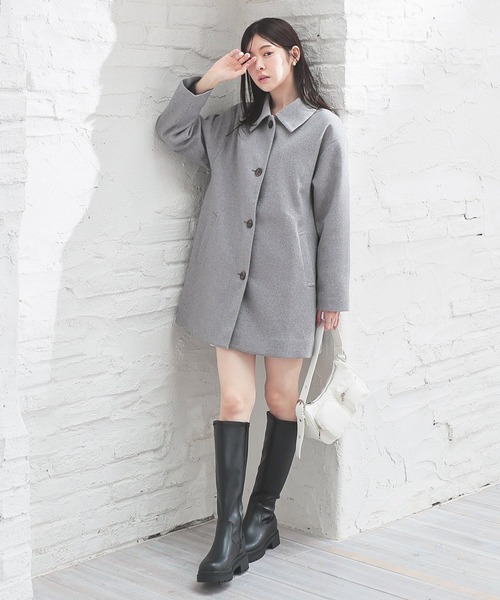 Honeys（ハニーズ）の「ステンカラーコート（ステンカラーコート・レディース・ブラウン系その他/ブラック/アイボリー/ベージュ/杢グレー・S/M/LL/L）」の15枚目の写真