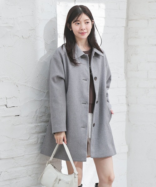 Honeys（ハニーズ）の「ステンカラーコート（ステンカラーコート・レディース・ブラウン系その他/ブラック/アイボリー/ベージュ/杢グレー・S/M/LL/L）」の16枚目の写真