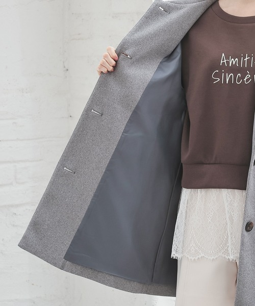 Honeys（ハニーズ）の「ステンカラーコート（ステンカラーコート・レディース・ブラウン系その他/ブラック/アイボリー/ベージュ/杢グレー・S/M/LL/L）」の18枚目の写真