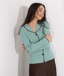 N.（N. Natural Beauty Basic）（エヌエヌナチュラルビューティーベーシック）の「バイカラー開襟リブニット（ニット/セーター・レディース）」