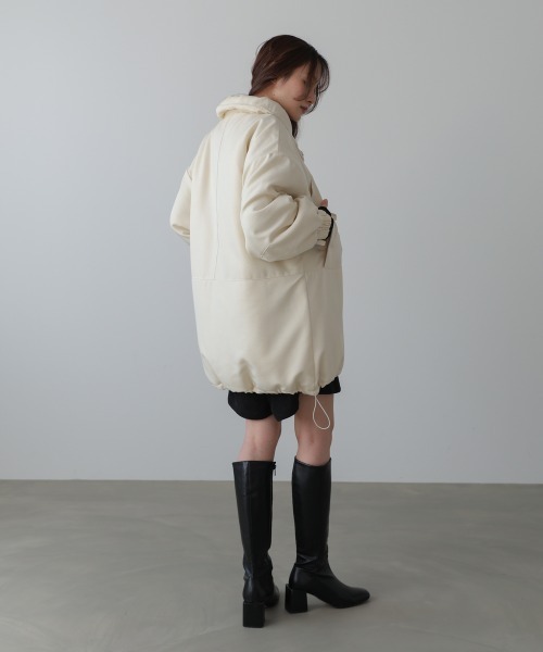 Bab（バブ）の「中綿フロントリボンモンスターコート（ダウンジャケット/コート・レディース・アイボリー/チャコールグレー・M）」の5枚目の写真
