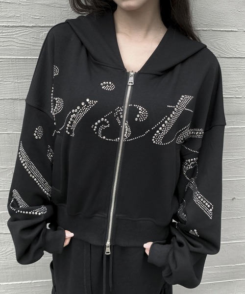VEILA(ヴェイラ)の「ラインストーンジップパーカー(パーカー・レディース・ブラック・フリー)」の16枚目の写真