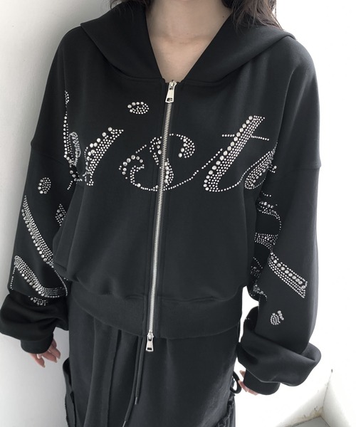 VEILA(ヴェイラ)の「ラインストーンジップパーカー(パーカー・レディース・ブラック・フリー)」の21枚目の写真