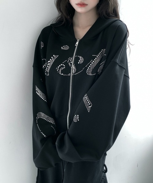 VEILA(ヴェイラ)の「ラインストーンジップパーカー(パーカー・レディース・ブラック・フリー)」の22枚目の写真