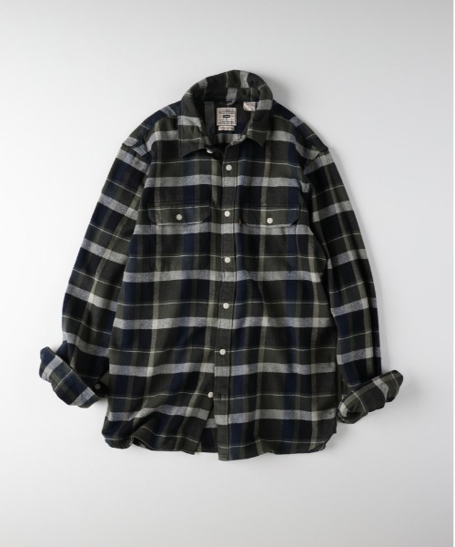 Levi's（リーバイス）の「【Levi's】ワークシャツ (チェック柄/フランネル/フロントポケット/レイヤード/カジュアルスタイル/デイリーユース)（シャツ/ブラウス・メンズ・グリーン・L/M/S）」の2枚目の写真