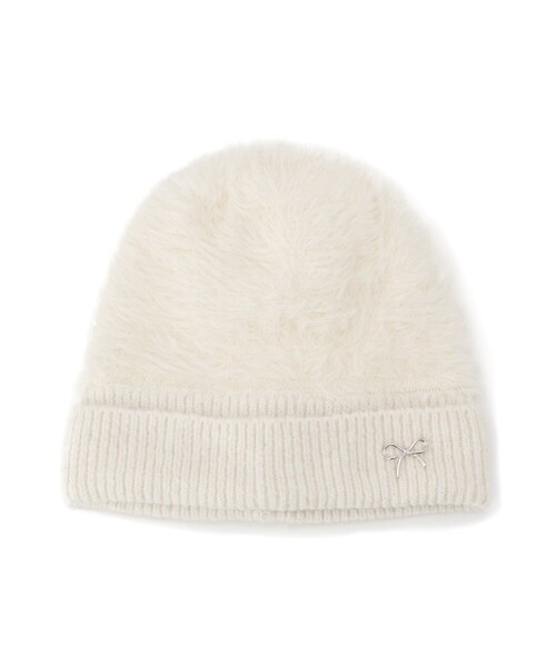 SHOO・LA・RUE(シューラルー)の「リボンチャーム付き切り替えワッチ(ニットキャップ/ビーニー・レディース・アイボリー/ブラック・00)」の3枚目の写真