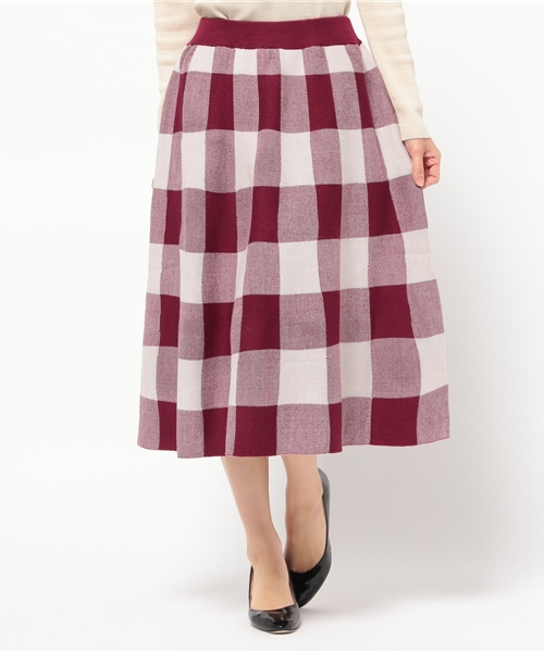 OUTLET（アウトレット）の「【Discoat Parisien】アンチピリングニットフレアSK（スカート・レディース・ボルドー/グレー・LARGE）」の2枚目の写真