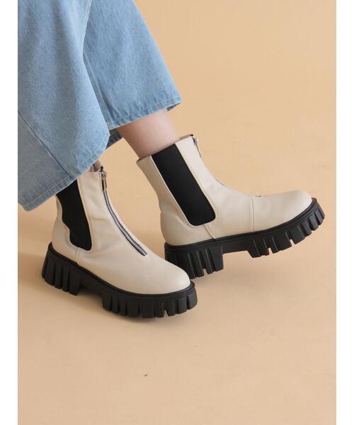 ehka sopo（エヘカソポ）の「フロントジップサイドゴアブーツ（ブーツ・レディース・ブラック/キナリ/ブラウン・M/L）」の17枚目の写真