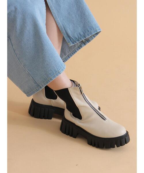 ehka sopo（エヘカソポ）の「フロントジップサイドゴアブーツ（ブーツ・レディース・ブラック/キナリ/ブラウン・M/L）」の18枚目の写真