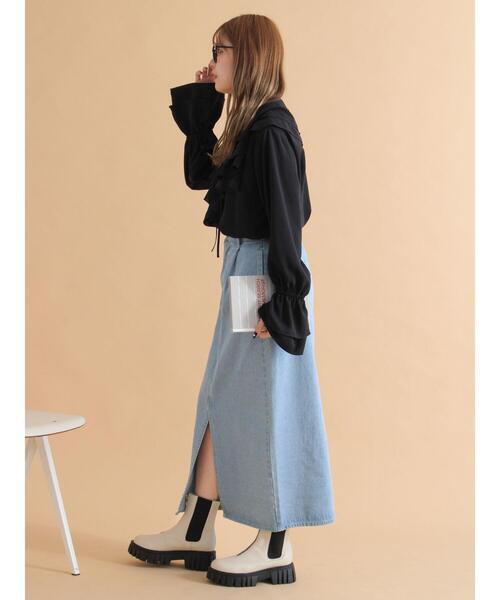 ehka sopo（エヘカソポ）の「フロントジップサイドゴアブーツ（ブーツ・レディース・ブラック/キナリ/ブラウン・M/L）」の22枚目の写真