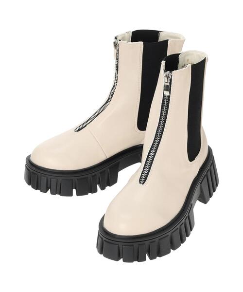 ehka sopo（エヘカソポ）の「フロントジップサイドゴアブーツ（ブーツ・レディース・ブラック/キナリ/ブラウン・M/L）」の9枚目の写真