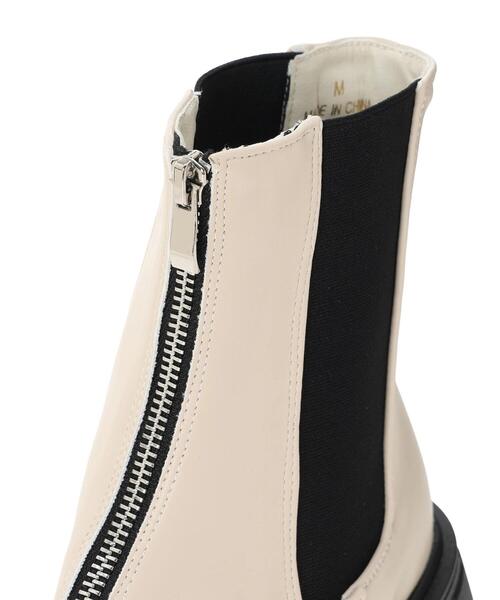 ehka sopo（エヘカソポ）の「フロントジップサイドゴアブーツ（ブーツ・レディース・ブラック/キナリ/ブラウン・M/L）」の13枚目の写真