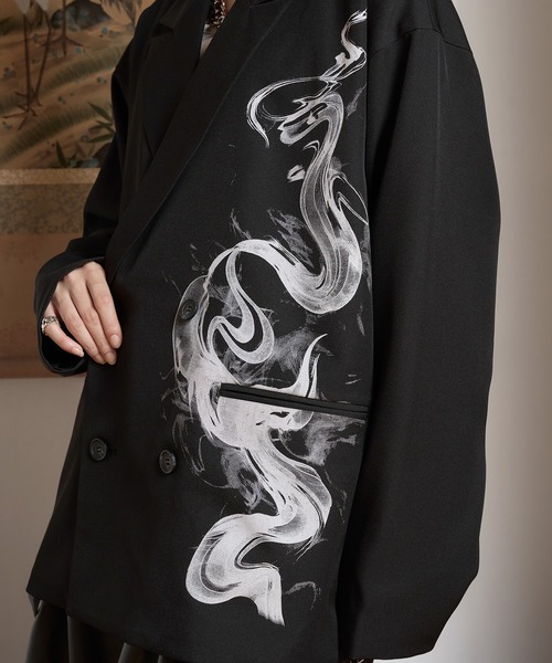 スモークプリントテーラードジャケット/SETUP対応（テーラード